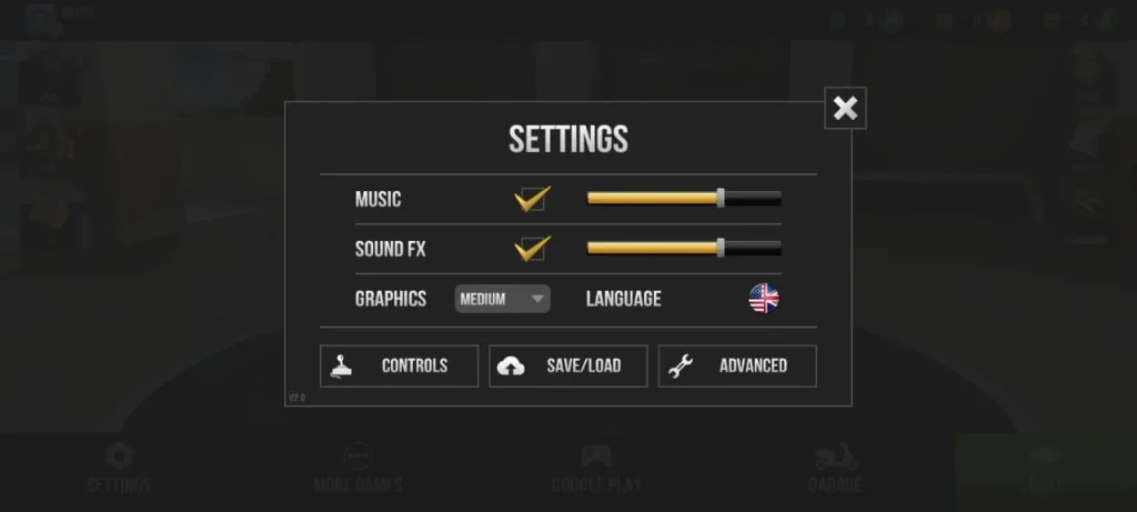 Traffic rider APKsettings