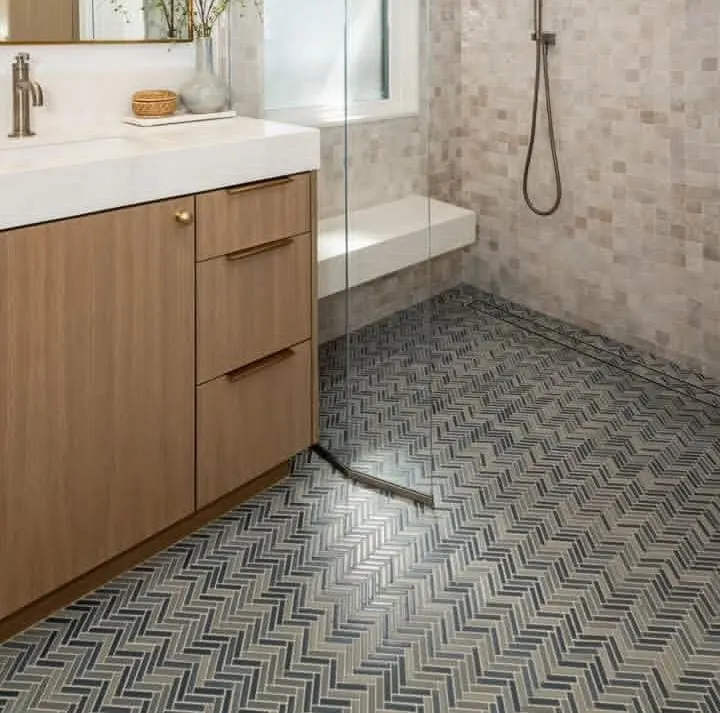 15 Modern Farmhouse Bathroom Ideas That Bring Rustic Charm & Modern Comfort 10 Farmhouse Tile Flooring