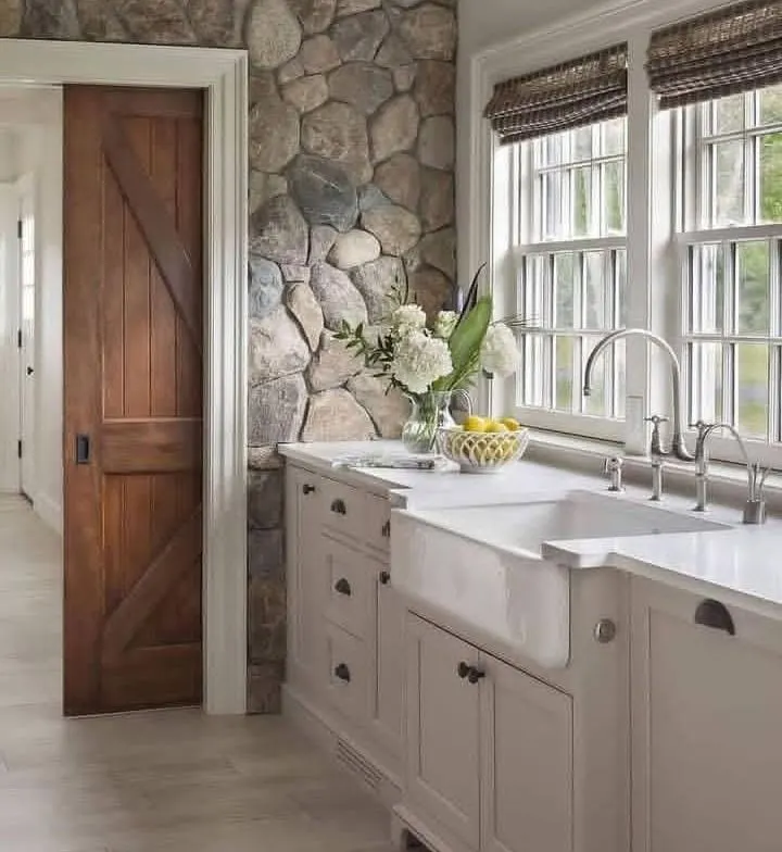 15 Modern Farmhouse Bathroom Ideas That Bring Rustic Charm & Modern Comfort 12 Stone Accent Wall