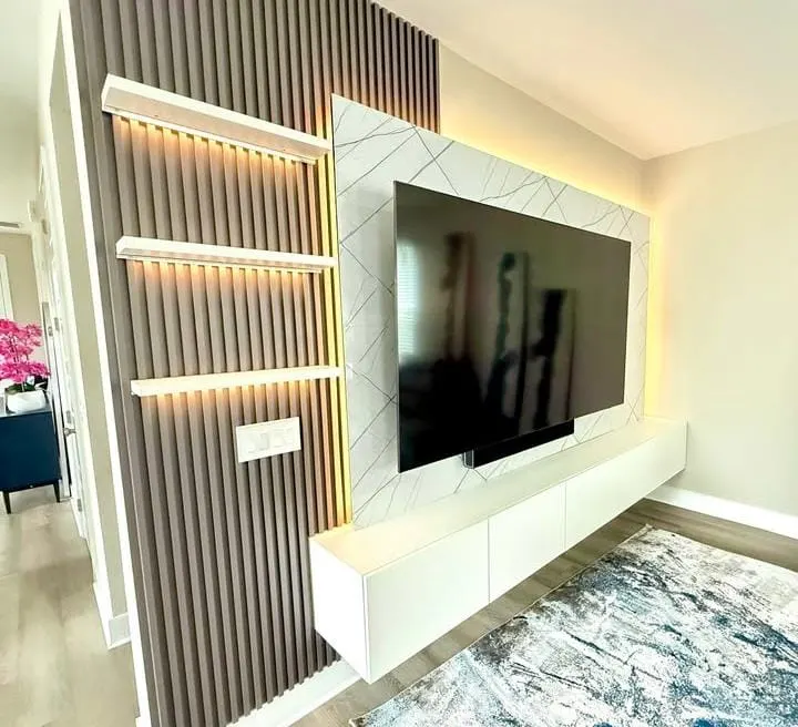 Living Room TV Wall Ideas: 20 Stunning, Modern & Pinterest-Trendy Designs for Every Home 4 Wooden Slat Accent Wall