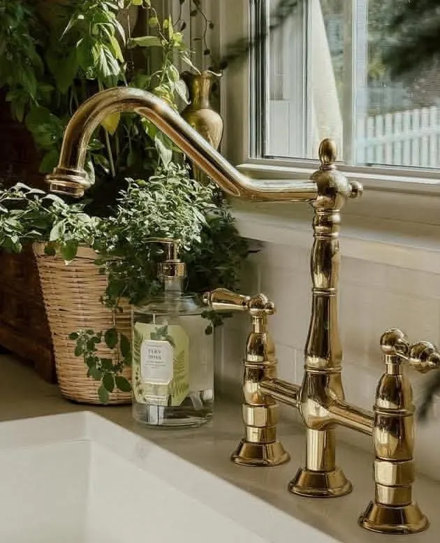 Vintage Brass Faucet With Cross Handles