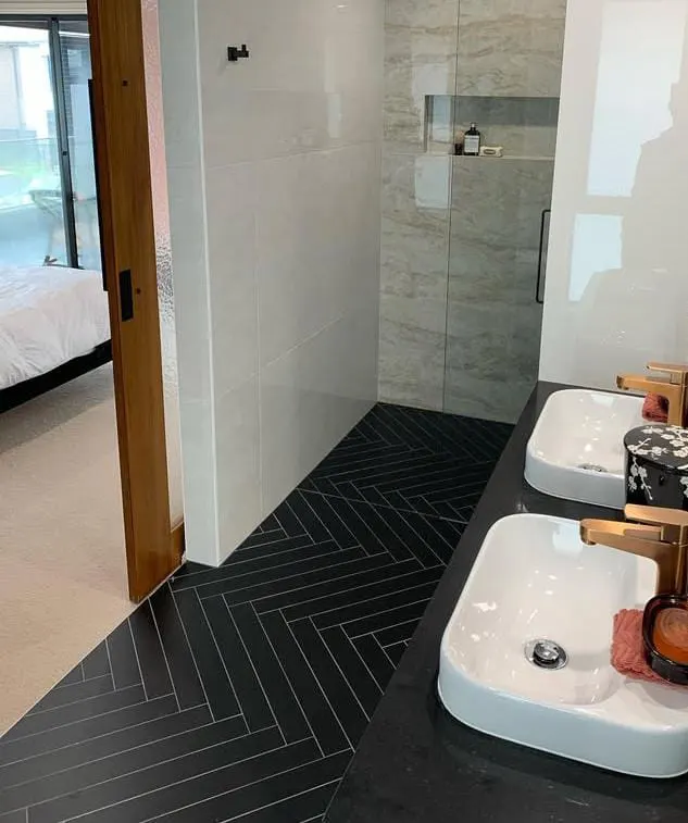 Black Herringbone Floor Pattern