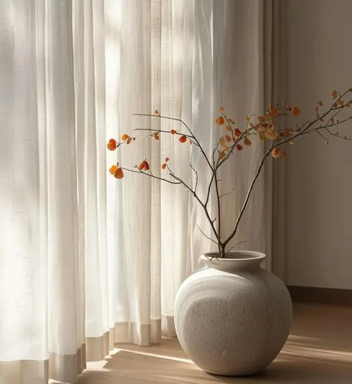 20 Cozy Cottage Living Room Ideas That Feel Like a Warm Hug 10 Soft Linen Curtains and Tiebacks