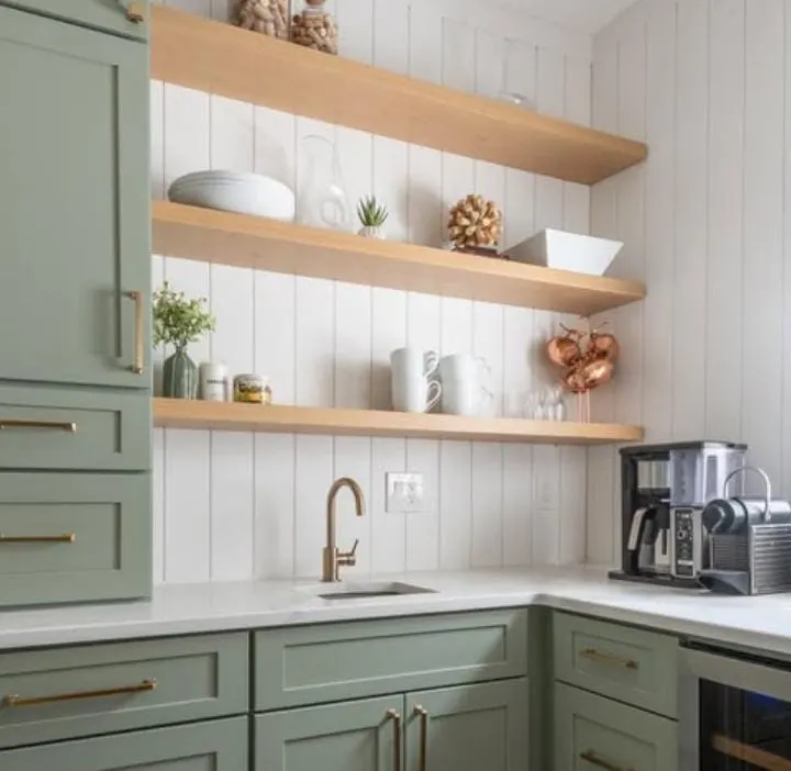 20 Trendy Earthy Kitchen Ideas For A Warm,Inviting Cooking Space That Warm up A Dull Kitchen 2 Open Wooden Shelving