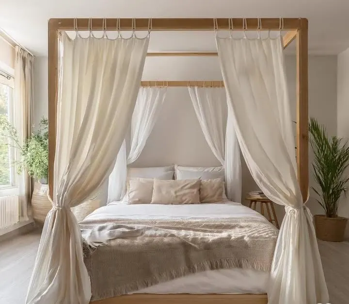 20 Moody Romantic Bedroom Ideas For Couples - Soft & Luxurious 6 Sheer Canopy Drapes Around the Bed