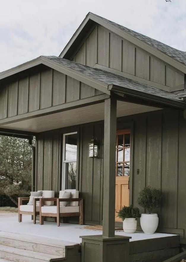 Olive Green with Wooden Accents