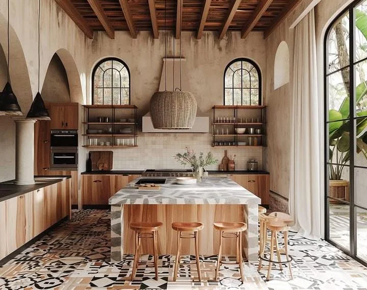 Patterned Moroccan Backsplash for Boho Color