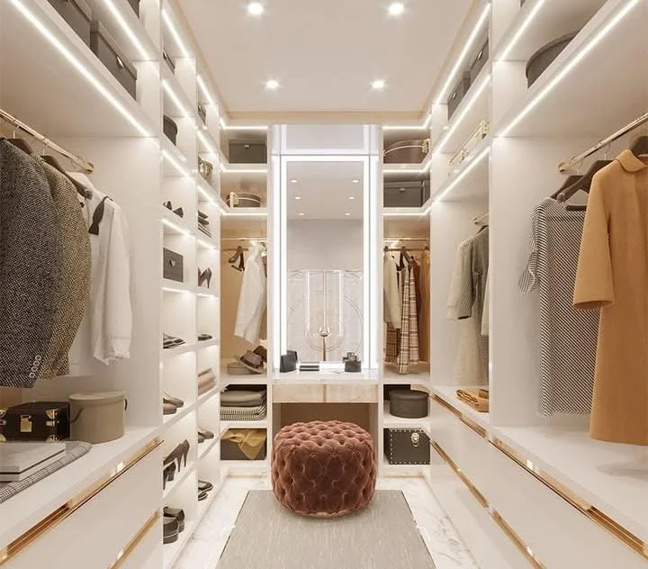 Full-Height Hanging Wardrobe with Built-In Lighting